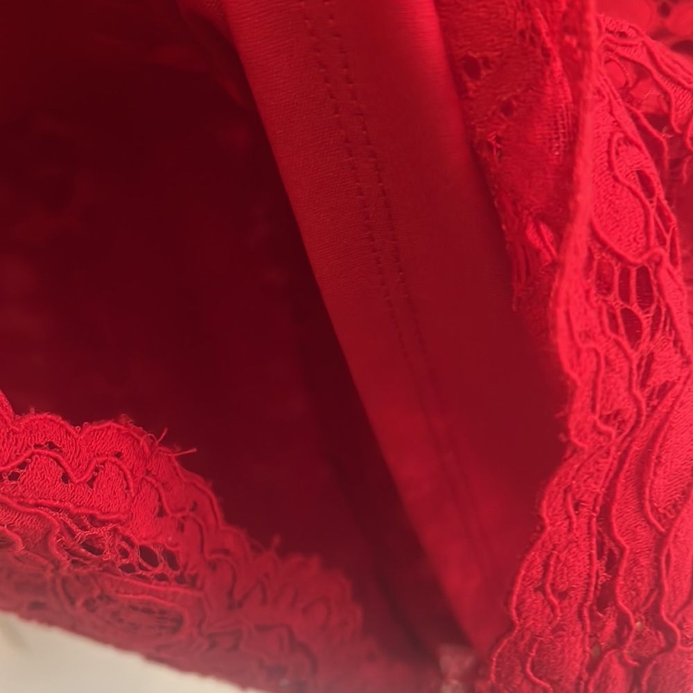 NWT Ralph Lauren red lace bell 3/4 sleeve knee length cocktail work dress 10 - Picture 8 of 10